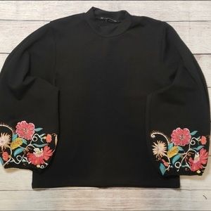Zara Ballon Floral Sleeve Top